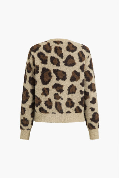 Damen Strickcardigan Leopardenmuster Weich