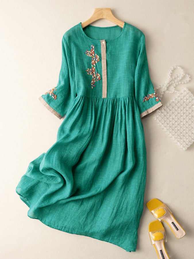 Damen Sommerkleid Ethnisches Besticktes Midi Kleid sollte zu Damen