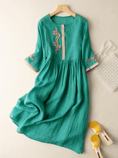 Damen Sommerkleid Ethnisches Besticktes Midi Kleid sollte zu Damen
