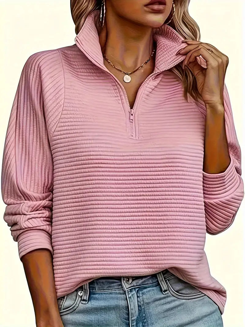 Damen Soft Pullover Mit Reißverschluss Warm