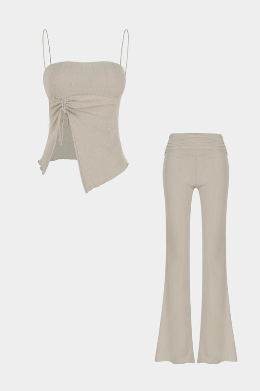 Damen Zweiteiler Set Wickeltop Flarehose - Norvielle