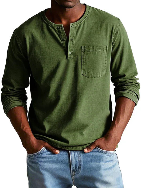 Herren Langarmshirt Bequem Baumwolle Lässig