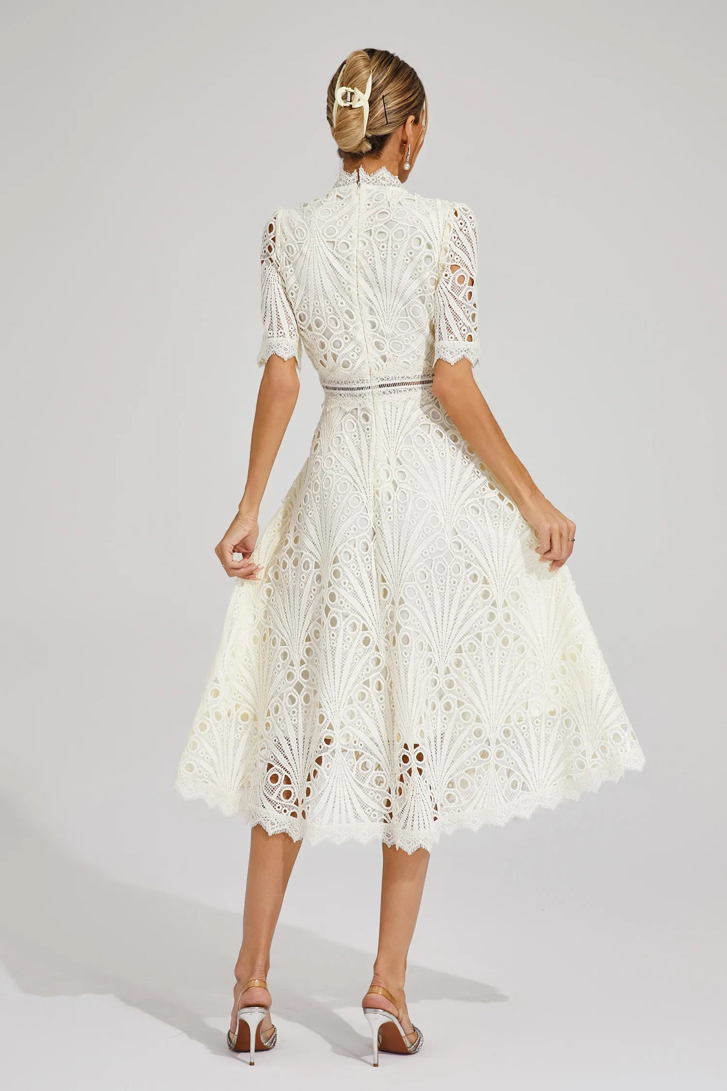 Damen Midi Spitzenkleid Elegant