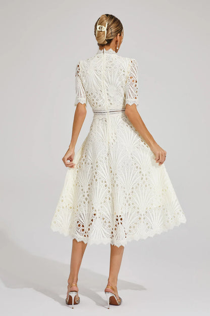 Damen Midi Spitzenkleid Elegant