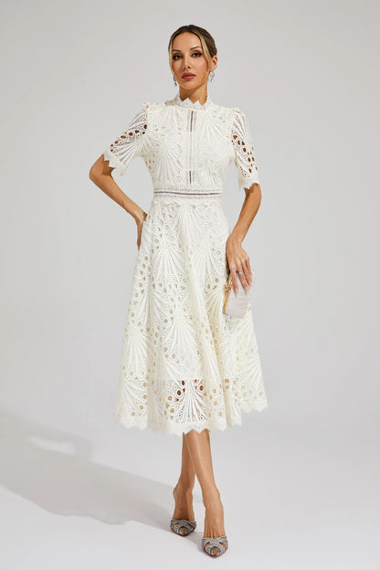 Damen Midi Spitzenkleid Elegant
