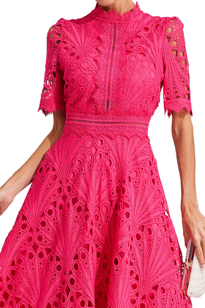 Damen Midi Spitzenkleid Elegant