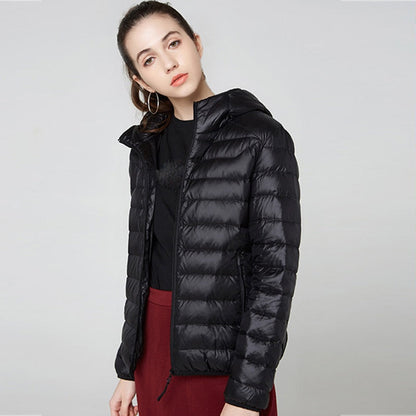Damen Winterjacke Kurz Glänzend Schwarz - Norvielle