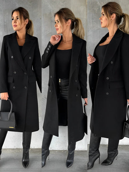 Damen Doppelreihenmantel Elegant Modern