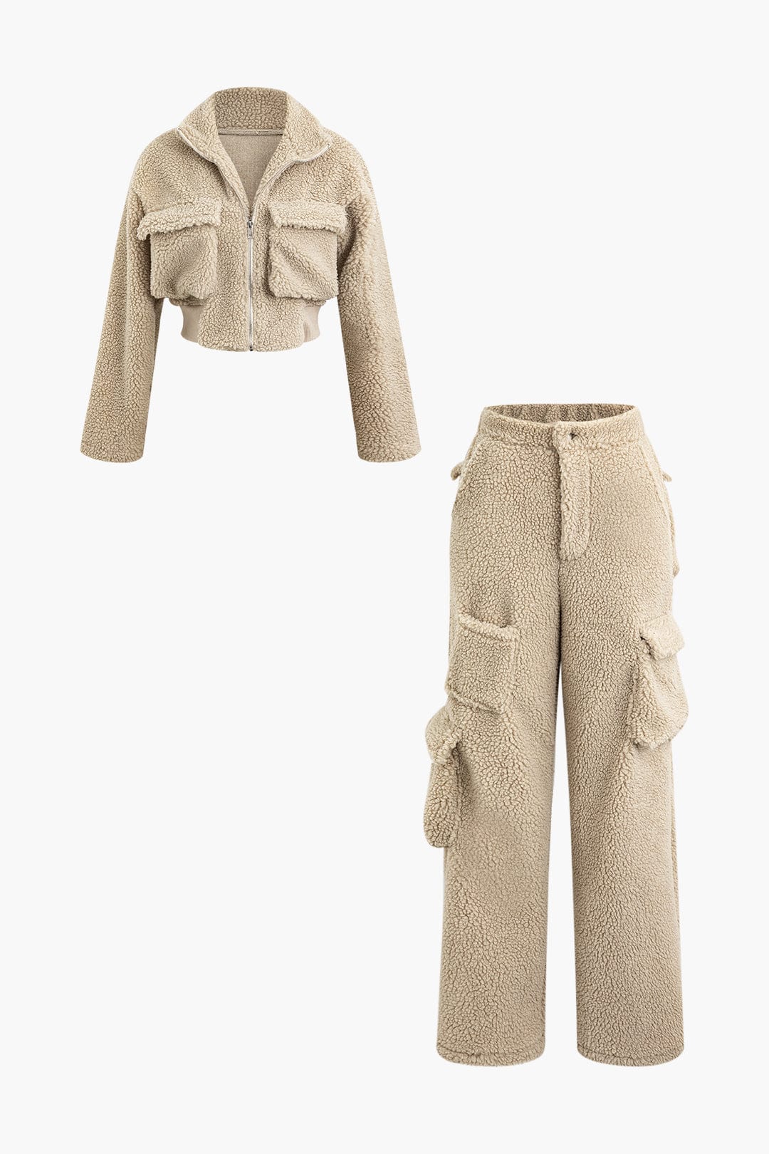 Misha Damen Cargohose Teddy-Cropped-Jacke-Set - Norvielle
