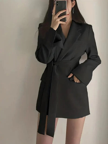 Norvielle Damen Blazer Kleid Taillierte Passform Mini Länge