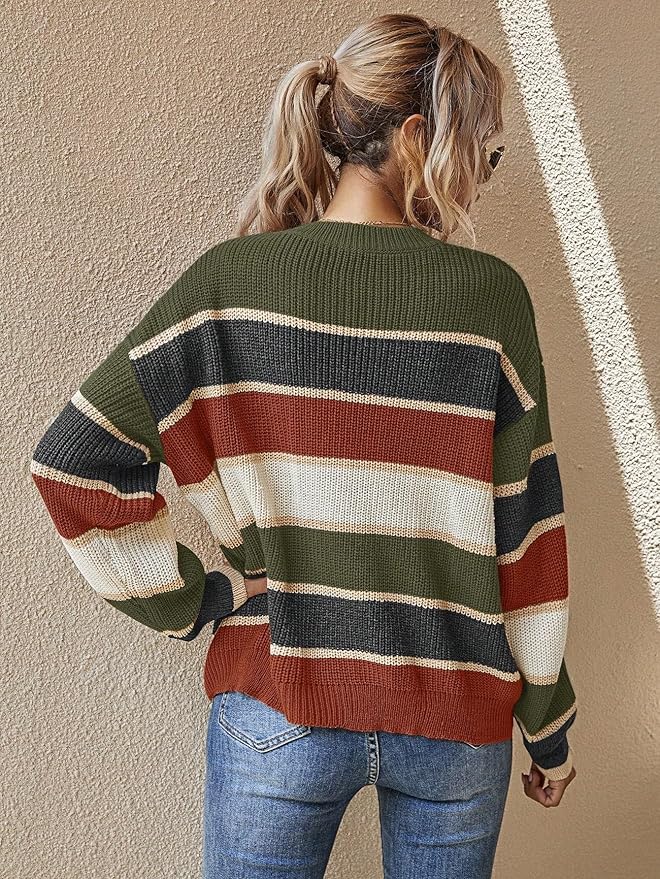 Weicher Damen Oversize Pullover Gestreift Groß