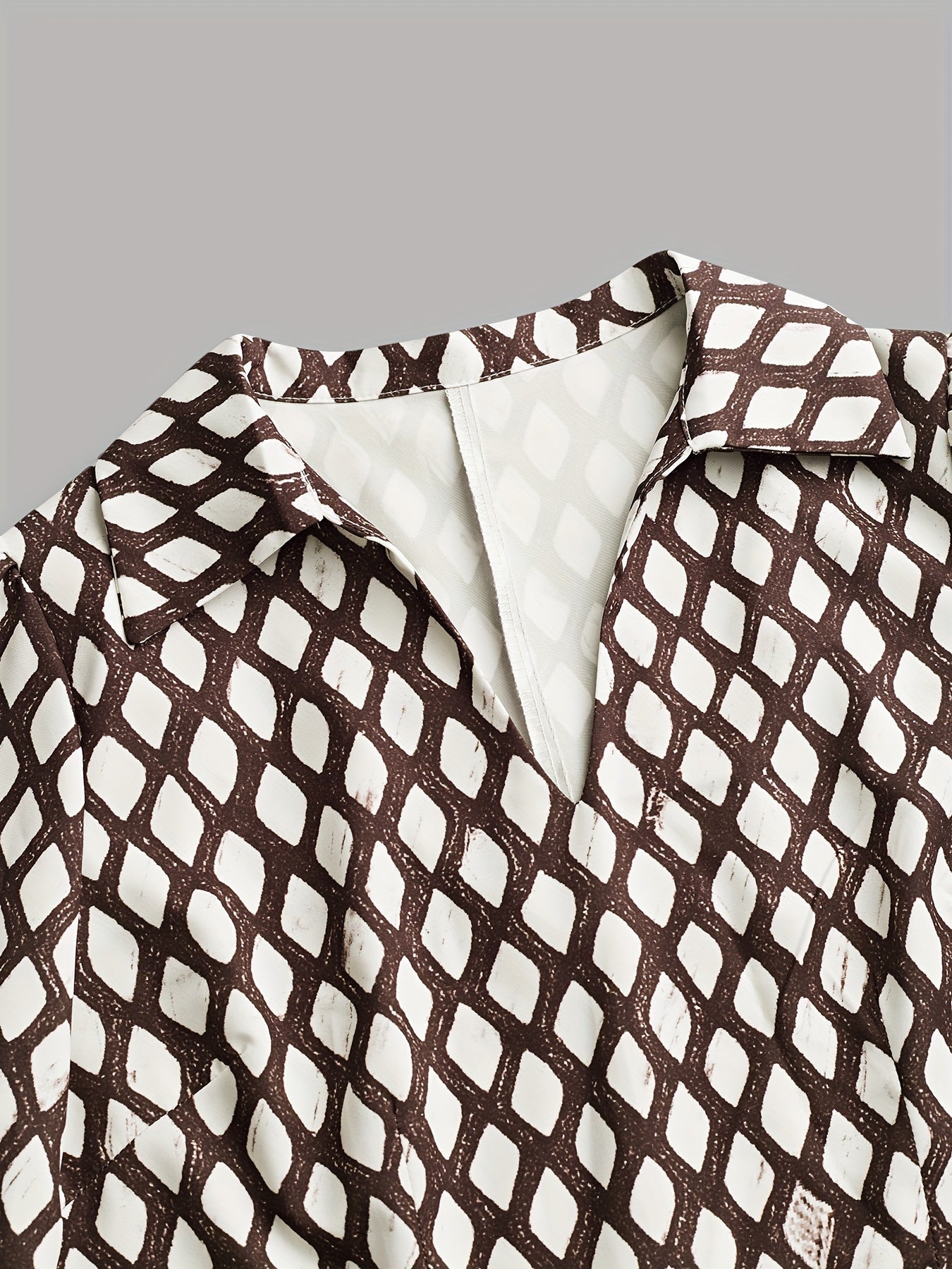 Damen Robe Rautenmuster Tailliert