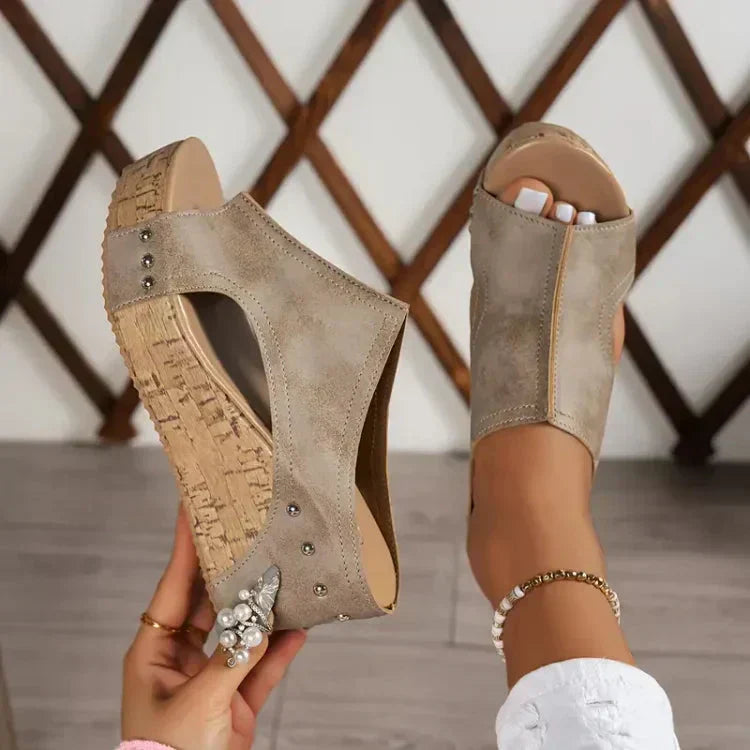 Damen Orthopädische Sandalen Keilabsatz Stilvoll