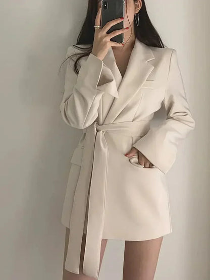 Norvielle Damen Blazer Kleid Taillierte Passform Mini Länge