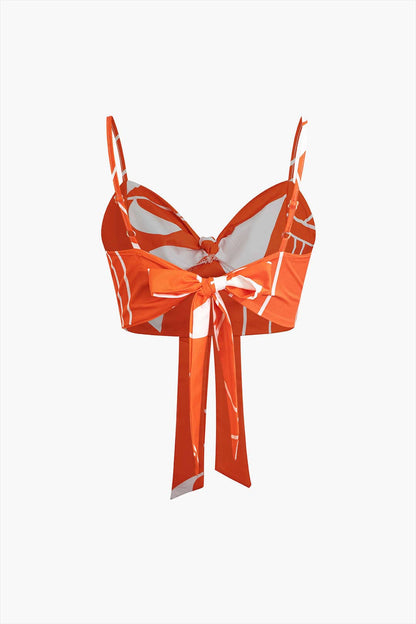 Damen Zweiteiler Baumwolle Knoten-Oberteil Bambus-Print-Hose