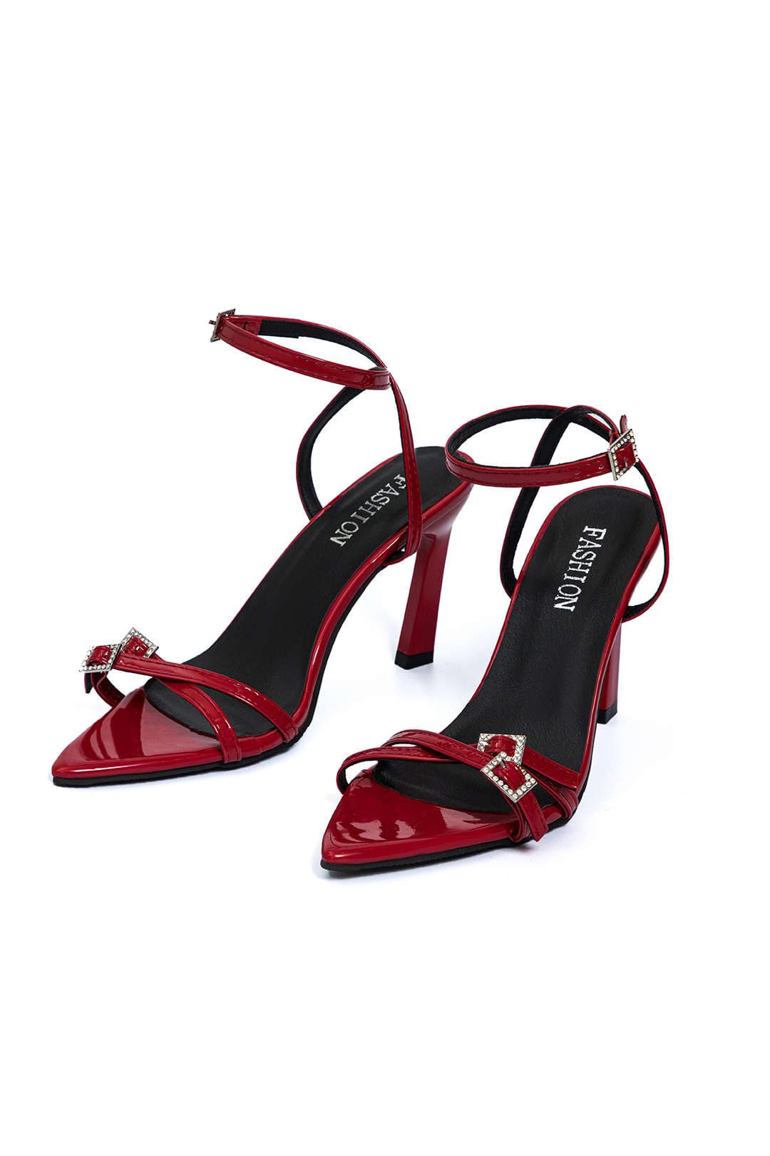 Damen Stilettos Lackleder Goldene Schnallen