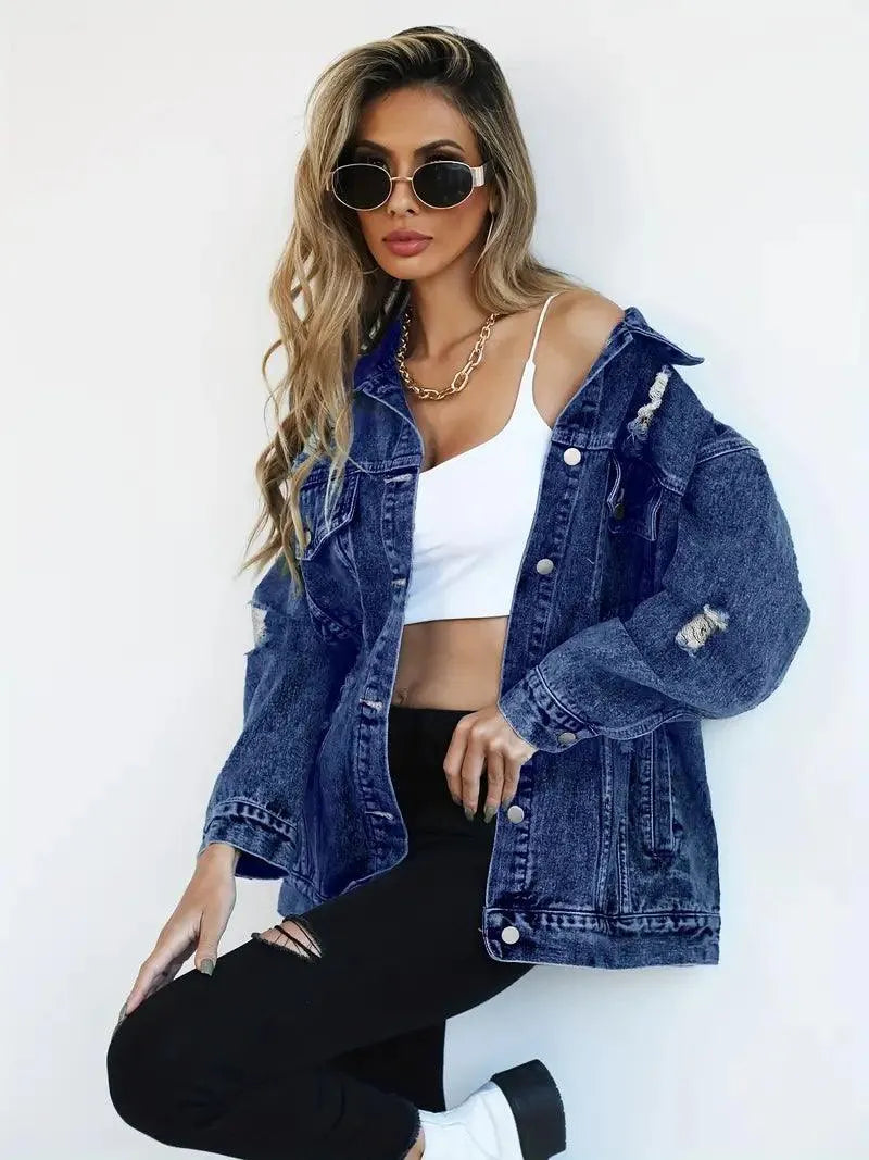 Damen Oversized Jeansjacke Groß Trendy
