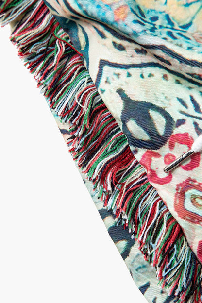 Boho Damen-Zweiteiler-Set Blumenprint Fransen
