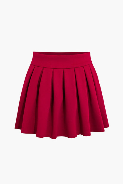 Damen Zweiteiler Weste Faltenrock Elegant