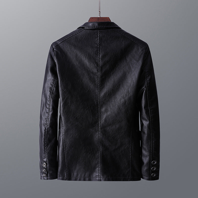 Herren Ledermantel Elegante Lederjacke Mit Reißverschluss