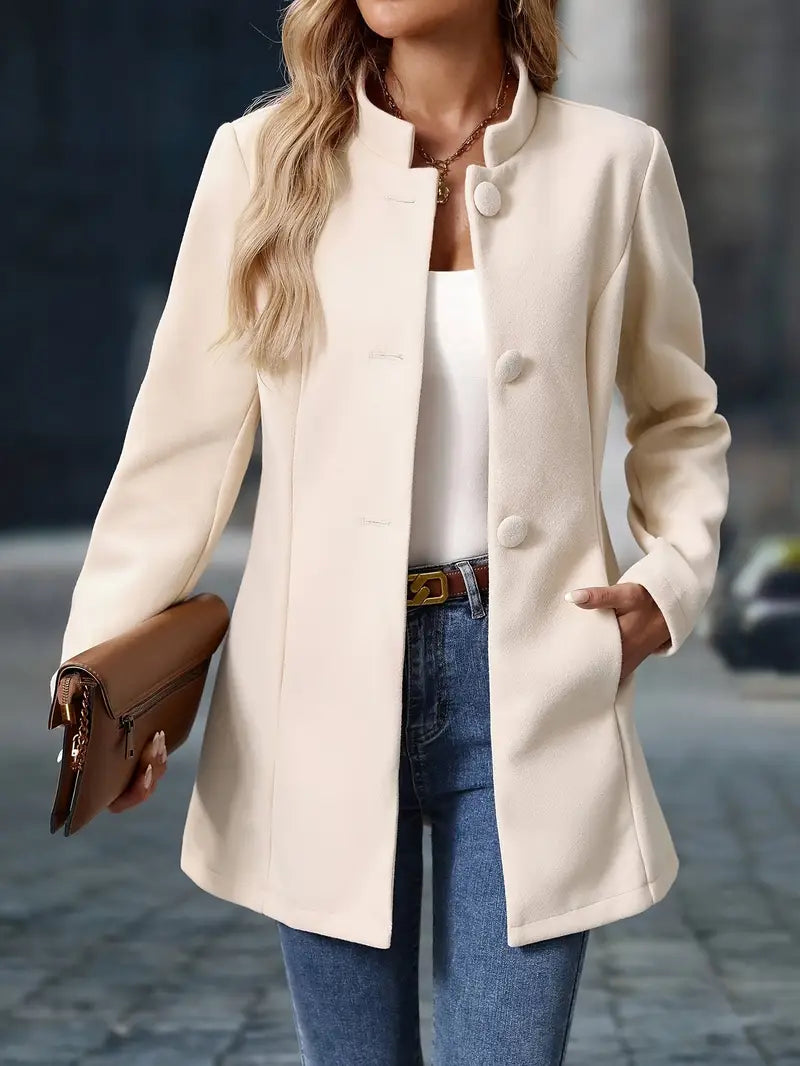 Damen Wintermantel Lang Knöpfe Modern