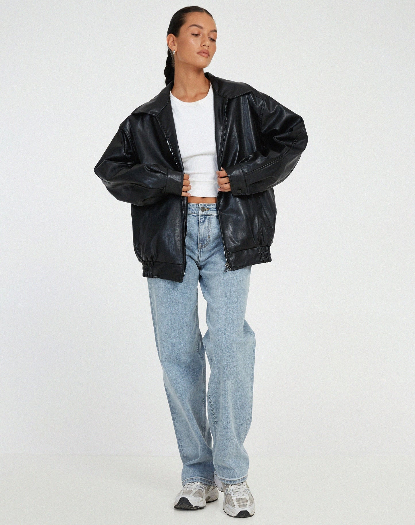 Damen Ledermantel Modernes PU-Leder