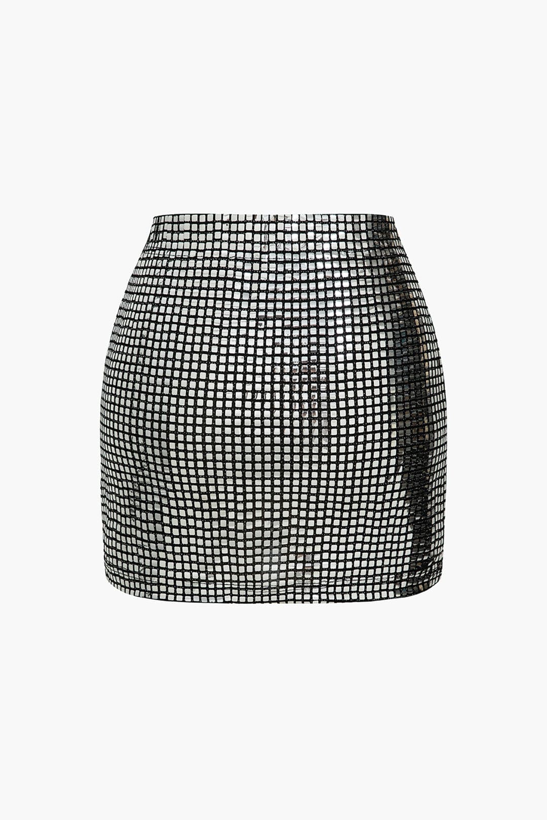 Damen Minirock Glitzer Netz-Design Kurzrock