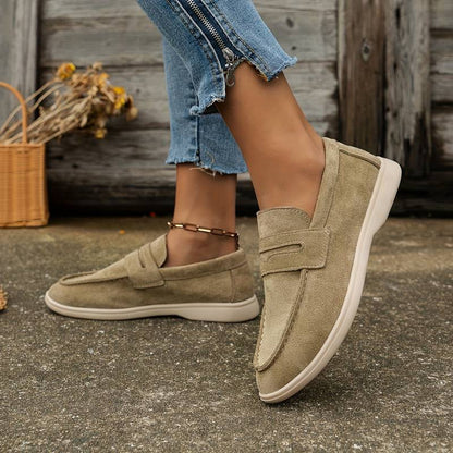 Dunkelblaue Loafer Schuhe aus Veloursleder