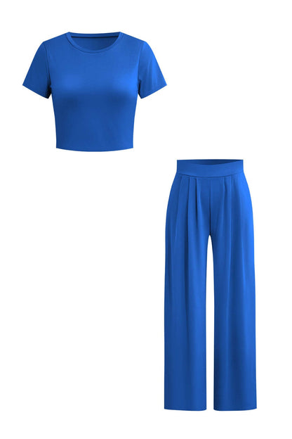 Damen Zweiteiler Set Crop Palazzo Hose