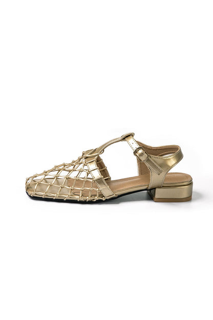 Damen Sandalen Gold Netzdesign Elegant