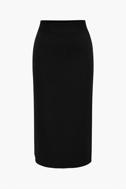 Damen Strick-Set Peplum- und Bleistiftrock