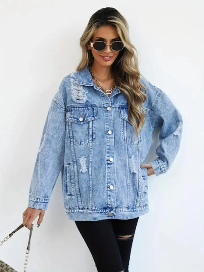 Damen Oversized Jeansjacke Groß Trendy