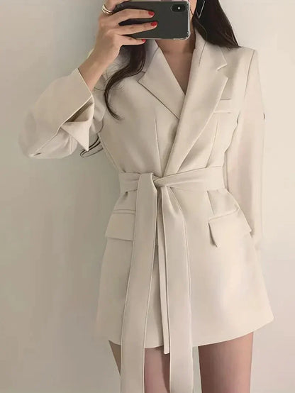 Norvielle Damen Blazer Kleid Taillierte Passform Mini Länge