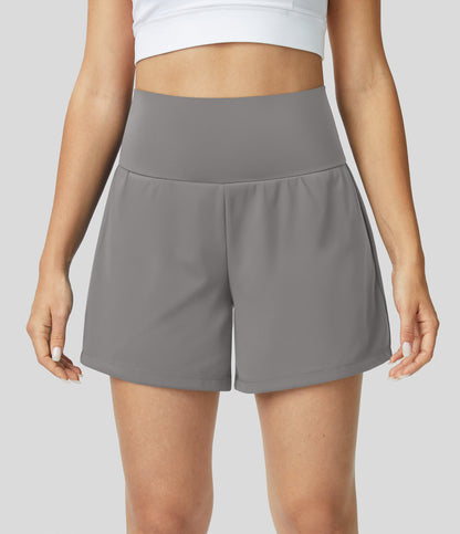 Damen Sportshorts Hohe Taille Mit Taschen