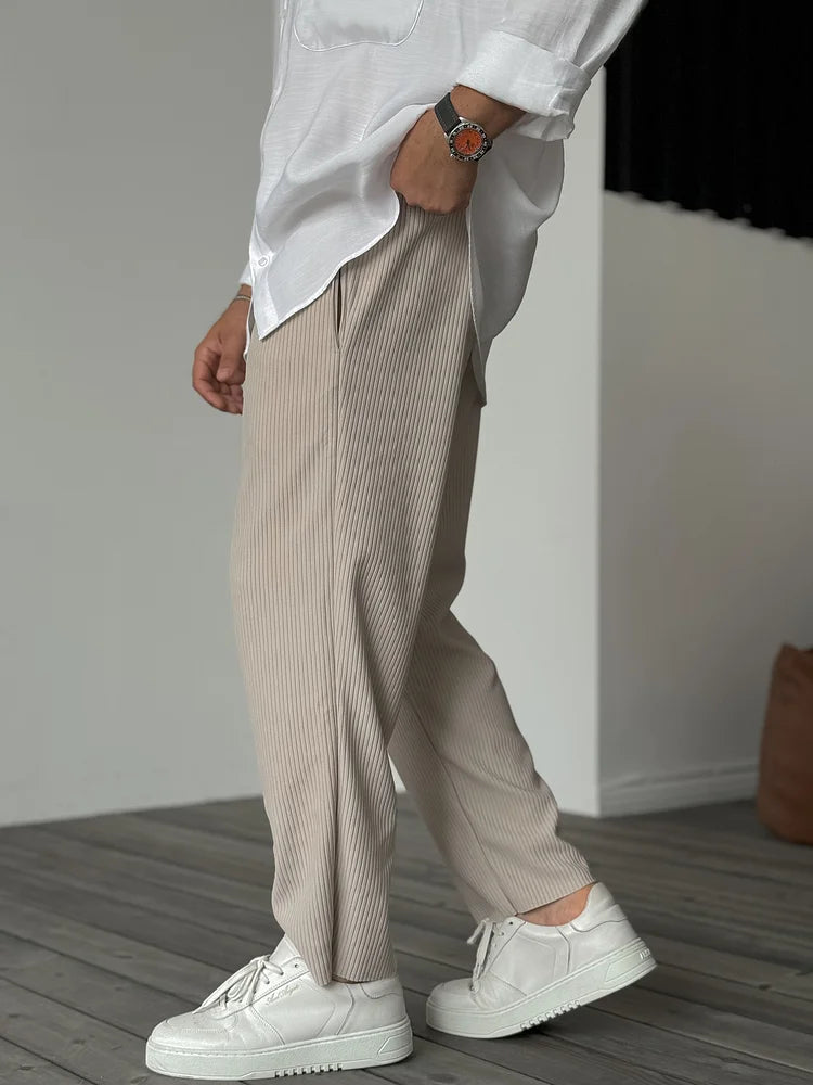 Herren Hose Moderne Rippstruktur Stretch