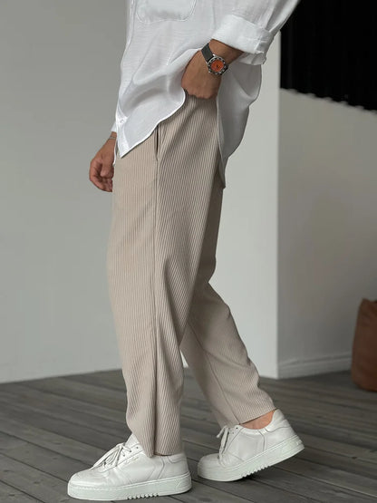 Herren Hose Moderne Rippstruktur Stretch