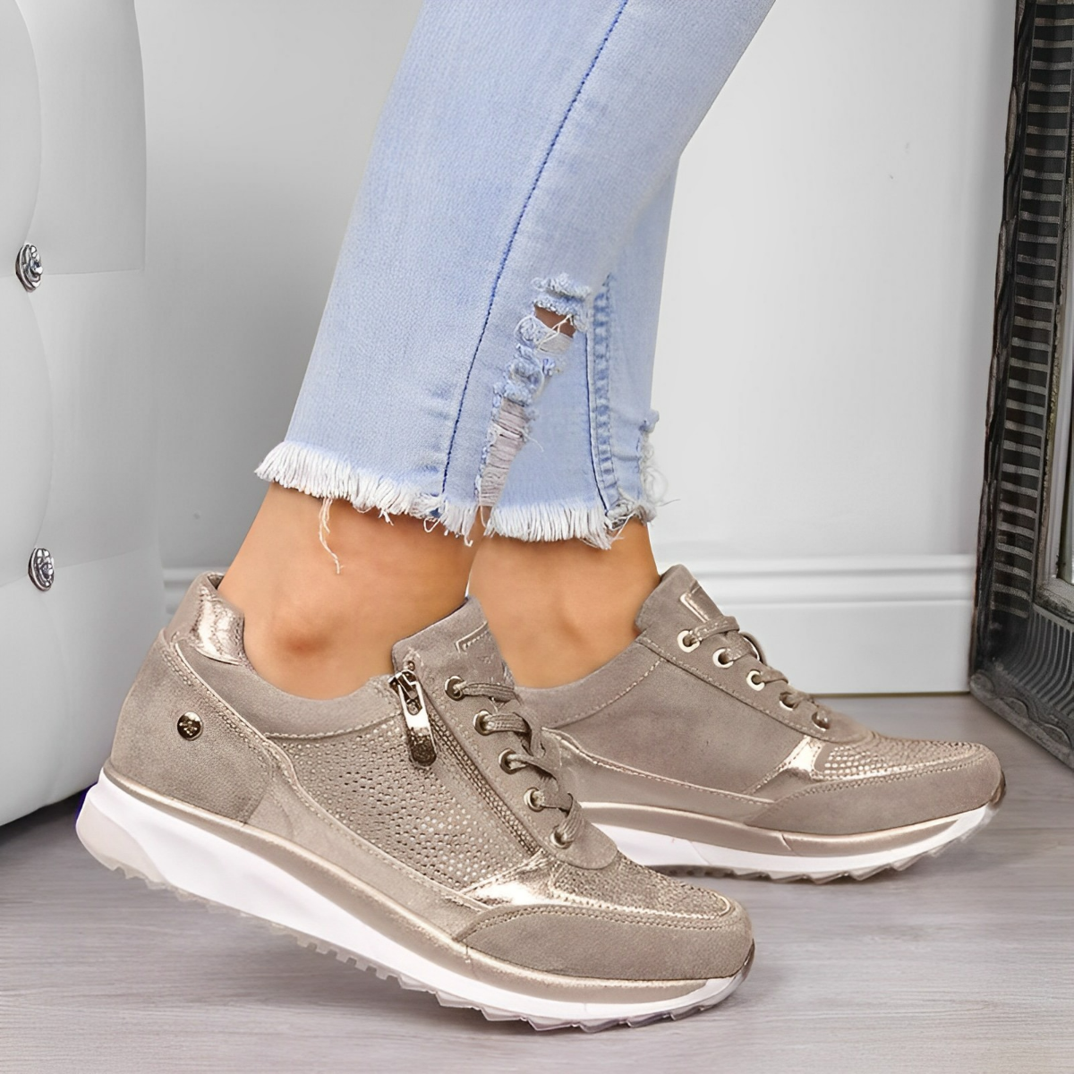 Laufschuhe Damen Bequem Schnellverschluss