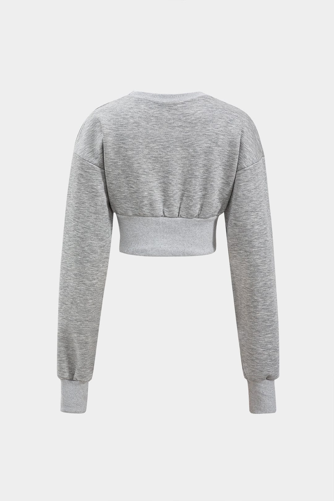 Damen Sweatset Cropped Pullover Skaterrock Grau