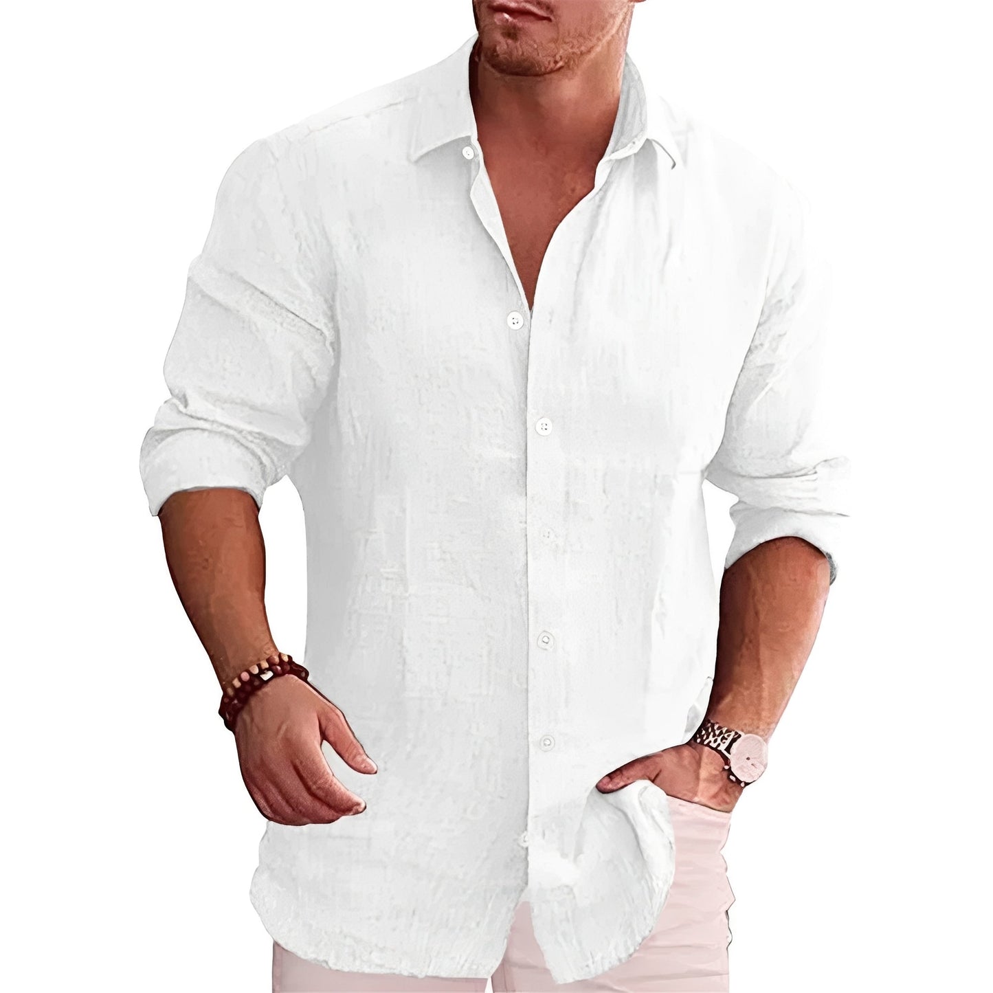 Herren Langarmhemd Slim Fit Modern Lässig