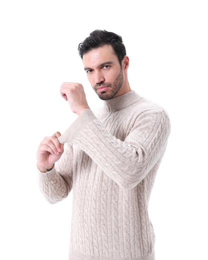 Herren Pullover Kaschmir Chunky Knit Warm Kabelmuster