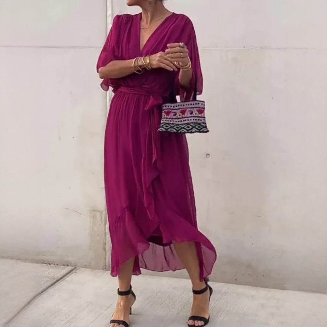 Damen V-Ausschnitt Kleid Elegantes Design