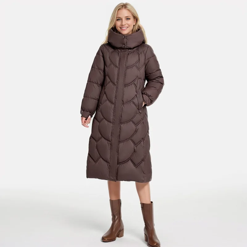 Damen Daunen Steppjacke Lang Winterwarm