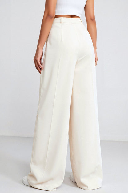 Damen Hose Weit Bequem mit Bundfalten