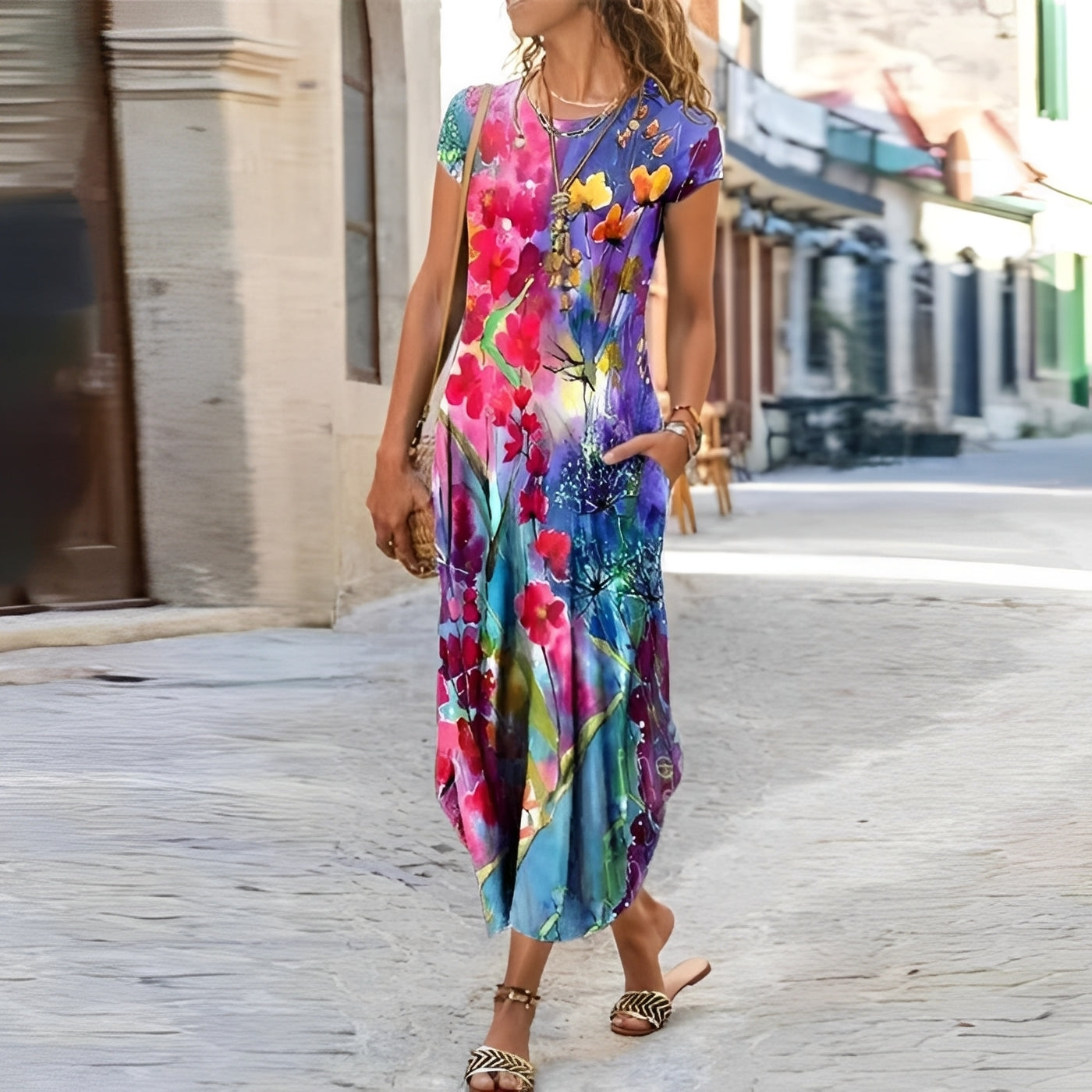 Damen Sommerkleid Blumenmuster Lässig Elegant - Norvielle