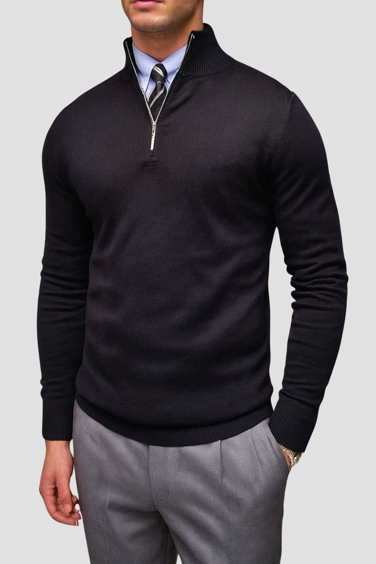 Klassisches Sweatshirt mit Reißverschlusskragen