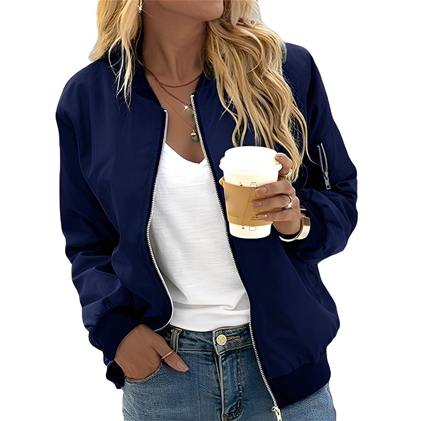 Damen Bomberjacke Retro Style Lässig