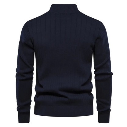 Herren Pullover Langarm Viertelzip Modern Grün