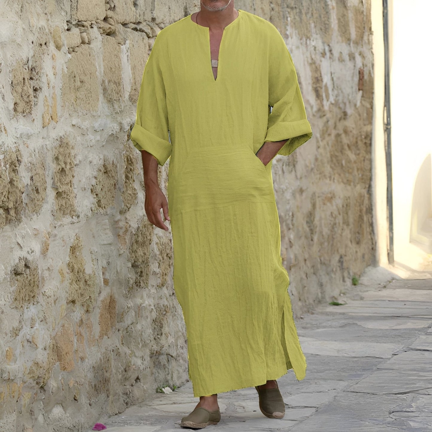 Herren Langhemdkleid Oversized mit Schlitz Elegantes Design