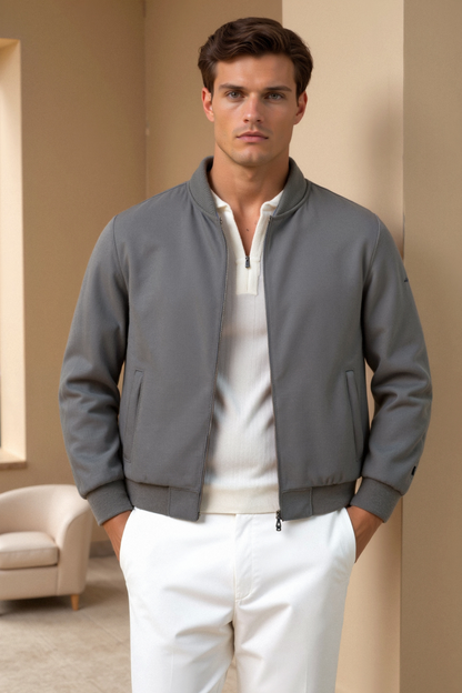 Herren Bomberjacke Grau-Schwarz Modern Zeitlos - Norvielle