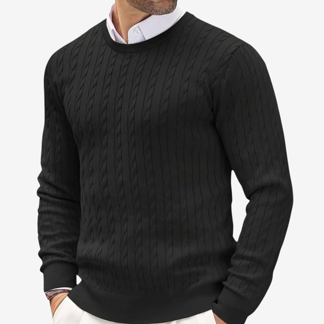 Herren Strickpullover Rundhals Zopfmuster Modern